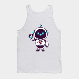 Cute Robot Waving Hand Cartoon (2) Tank Top